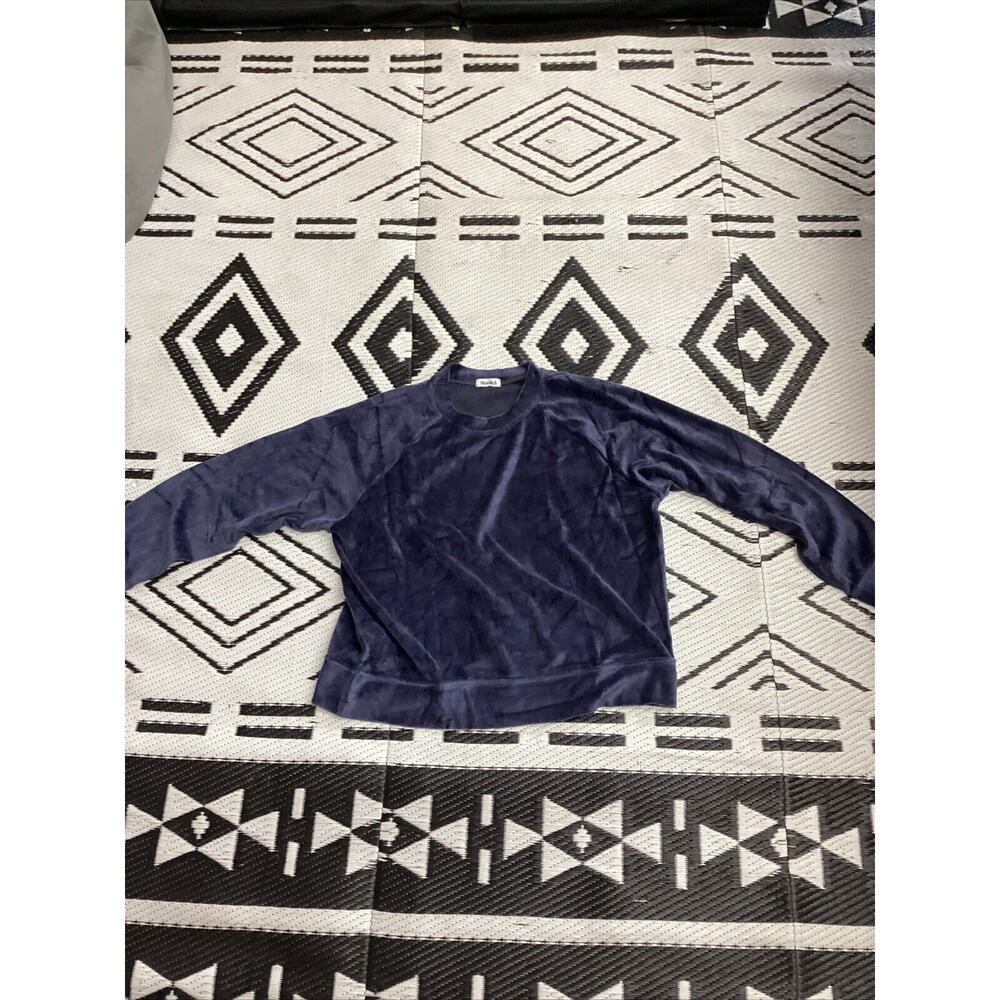 Vitamin A Mari Velour Pullover Sweatshirt Small Blue